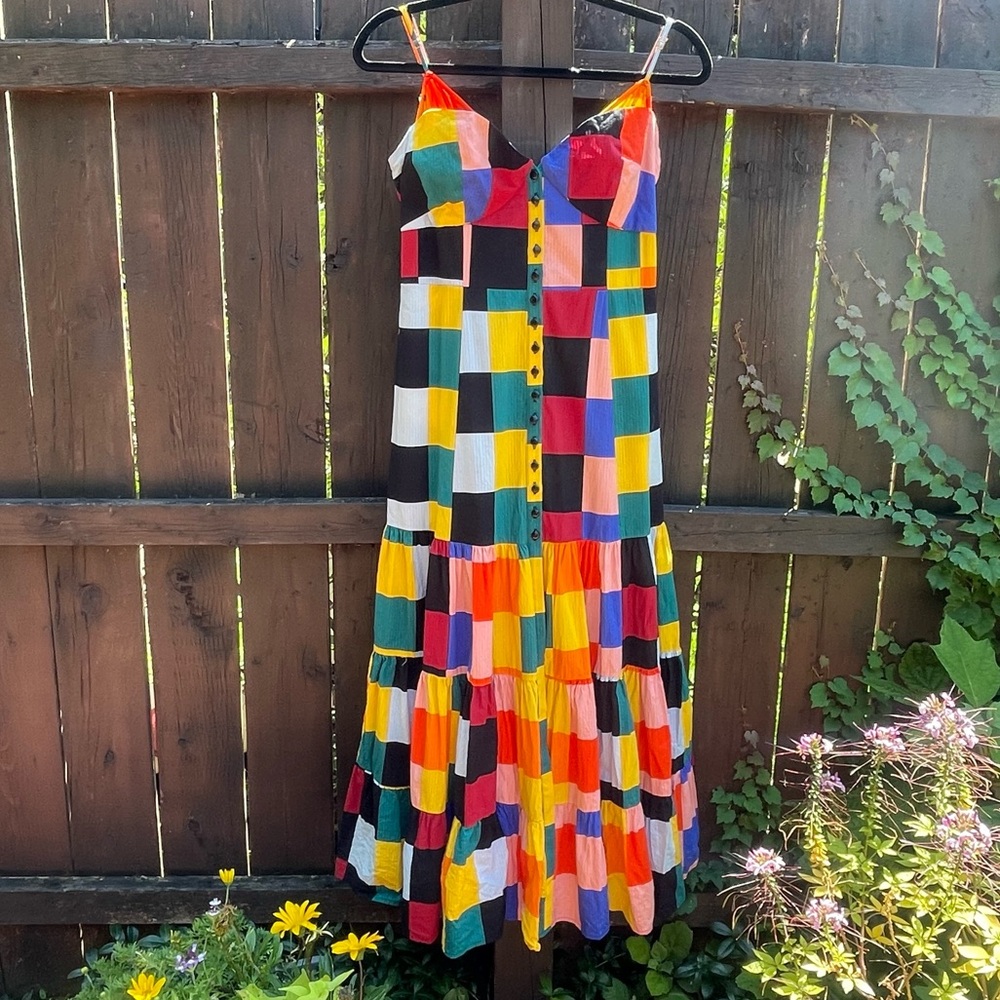 ANTHROPOLOGIE Check Maxi Dress by Tracy Reese -L